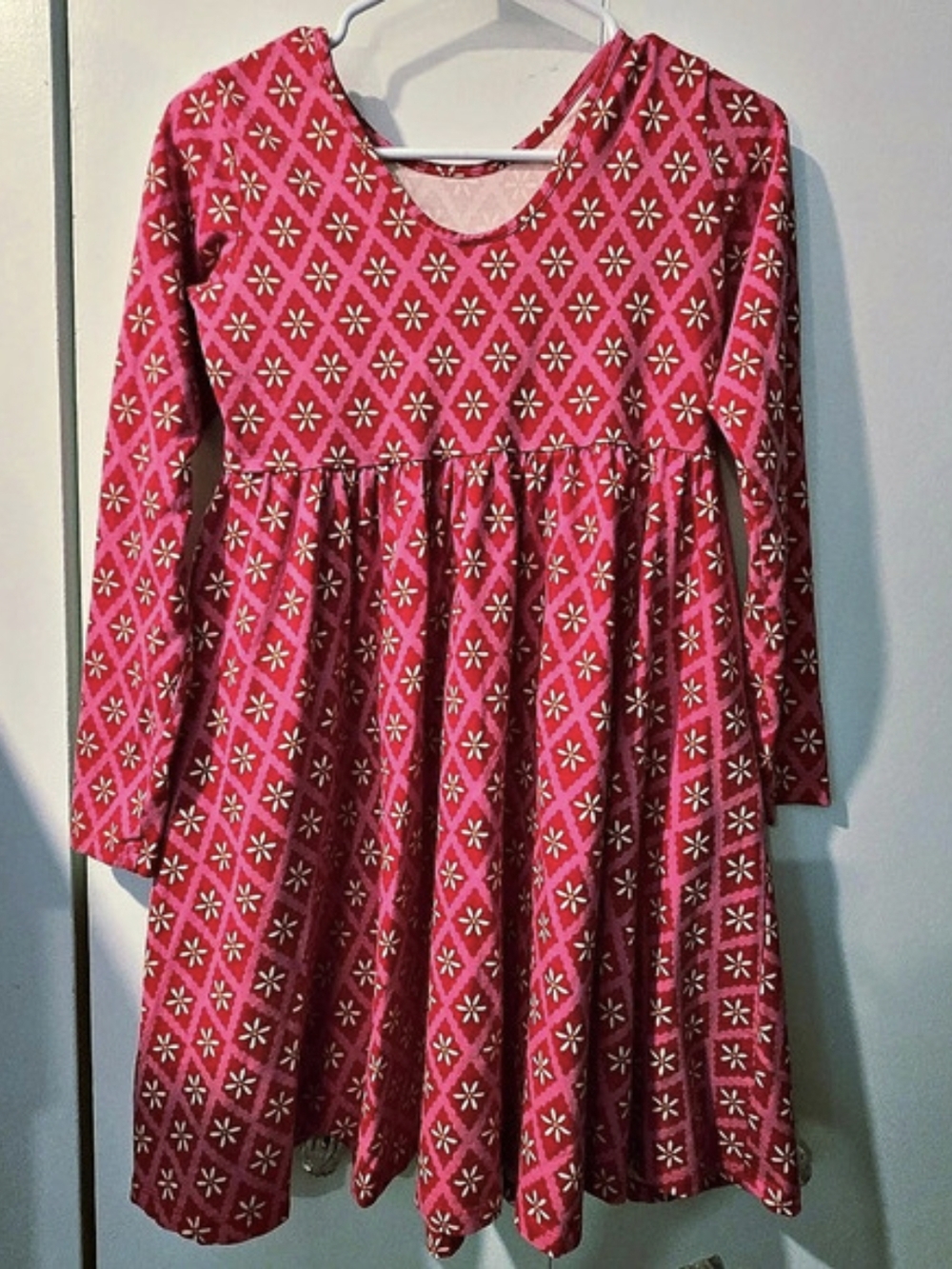 Hanna Andersson Pink Geometric Floral Dress Girls US 12